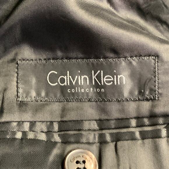 CALVIN KLEIN COLLECTION Size 40 Regular Black Wool Silk Notch Lapel Sport Coat - Picture 6 of 9